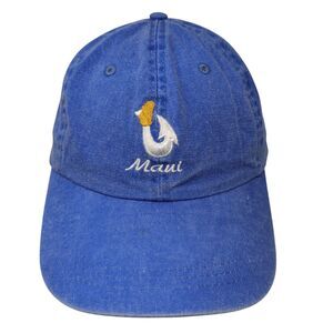 Maui Slideback Hat Blue One Size Adjustable Embroidered 6 Panel Denim Cotton
